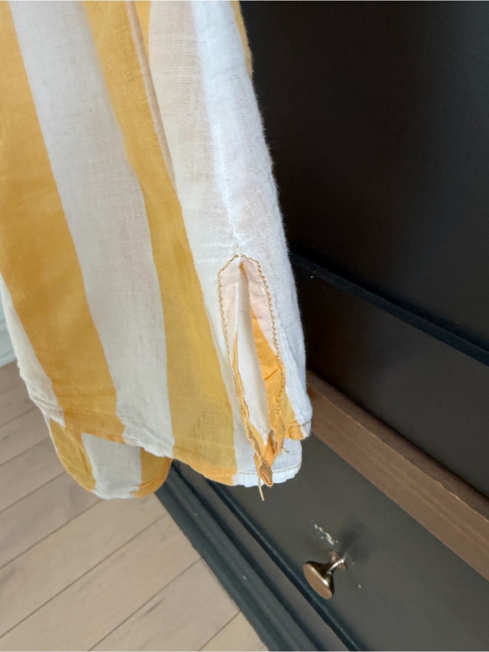 We The Free Float Away Stripe Yellow & White  Button-Down Cotton Shirt | Small - Picture 7 of 9
